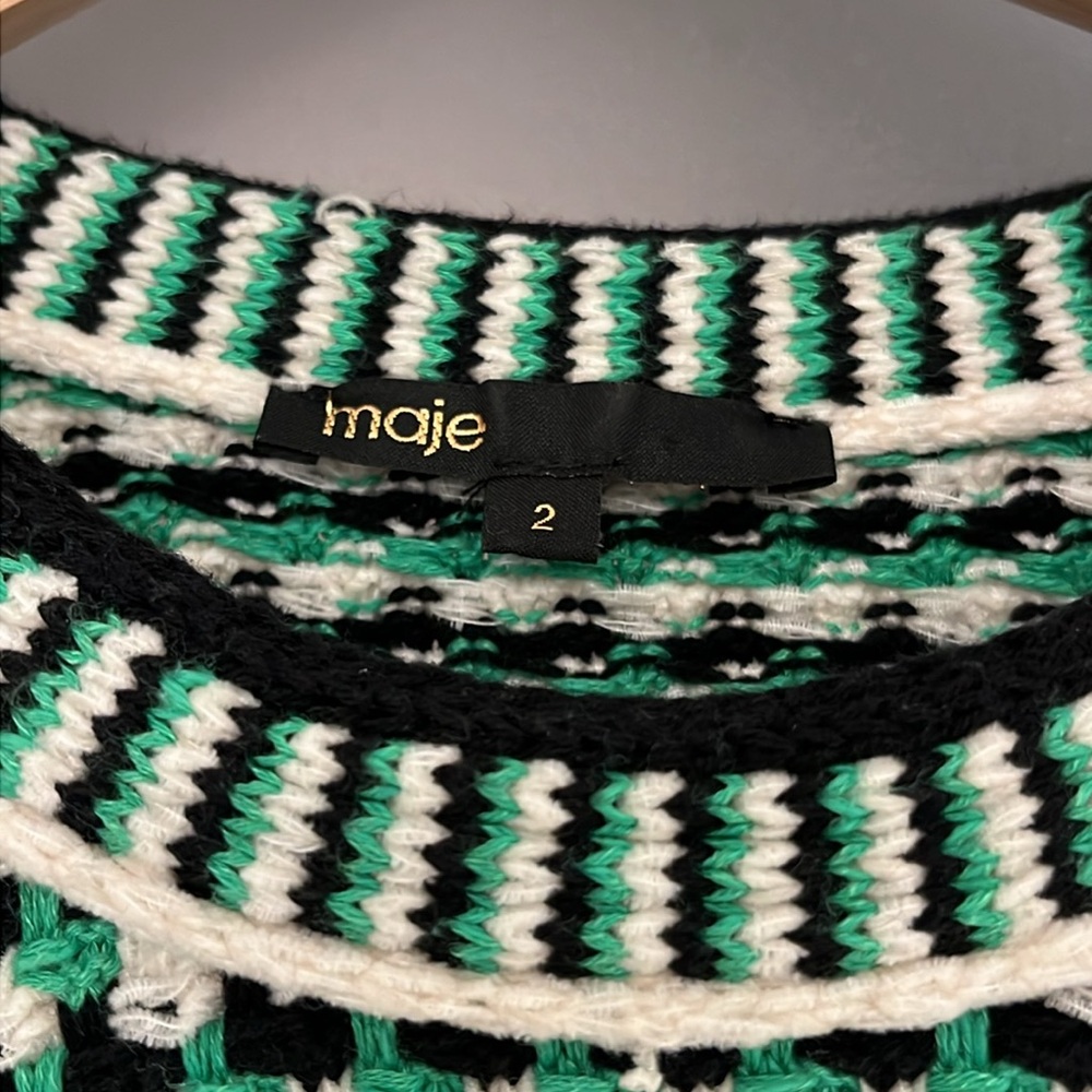 Maje Black and Green Checkered Short Sleeve Top - Picture 5 of 12